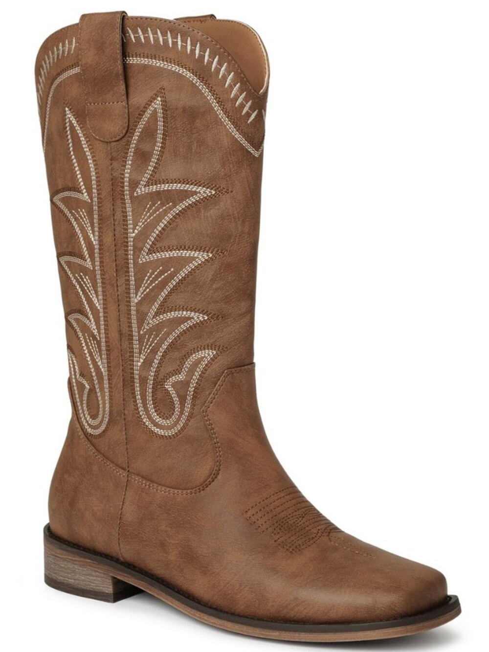 Western Cowboy Boots for Women Square Toe Wide Calf Cowgirl Boots Pointed Toe